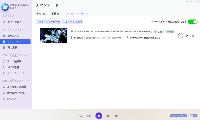 DVDFab 動画ダウンローダー